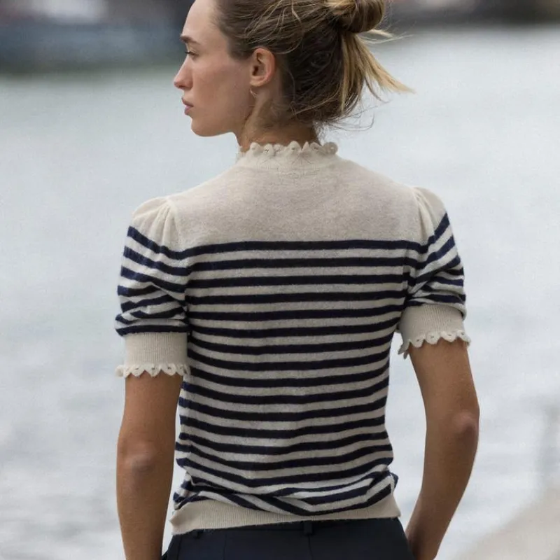 Jersey mangas cortas punto rayas 