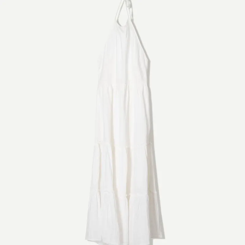 Maxi Vestido Cuello Halter Volantes