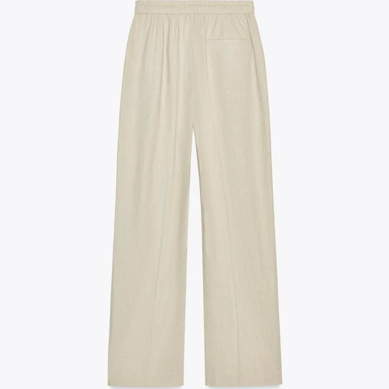 Pantalón ancho de lino cinturón 