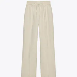 Pantalón ancho de lino cinturón 