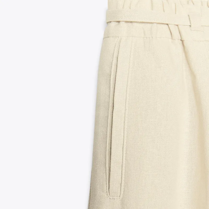 Pantalón Ancho Lino Cinturón 