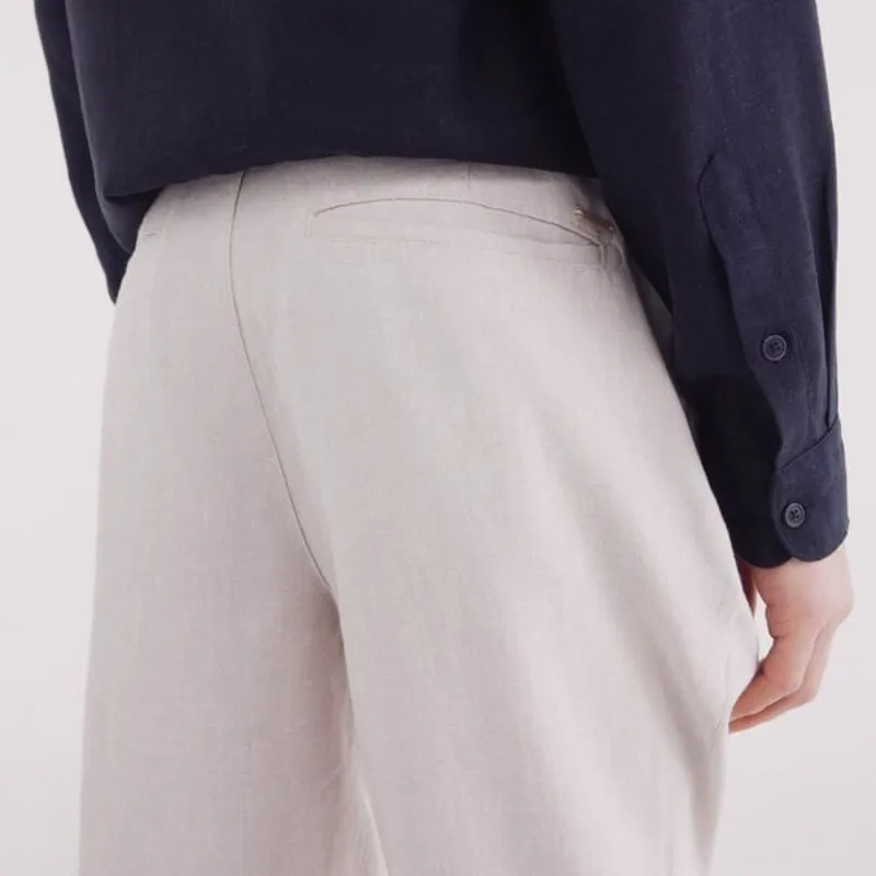 Pantalón estructura lino slim fit