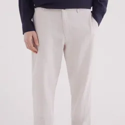 Pantalón estructura lino slim fit