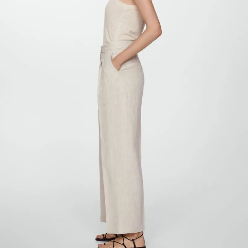 Pantalón recto lino