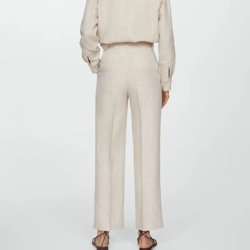 Pantalón recto lino