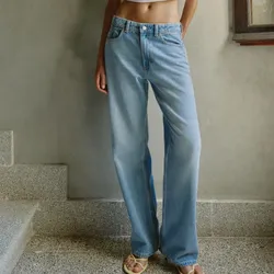 Jeans Straight Tiro Alto