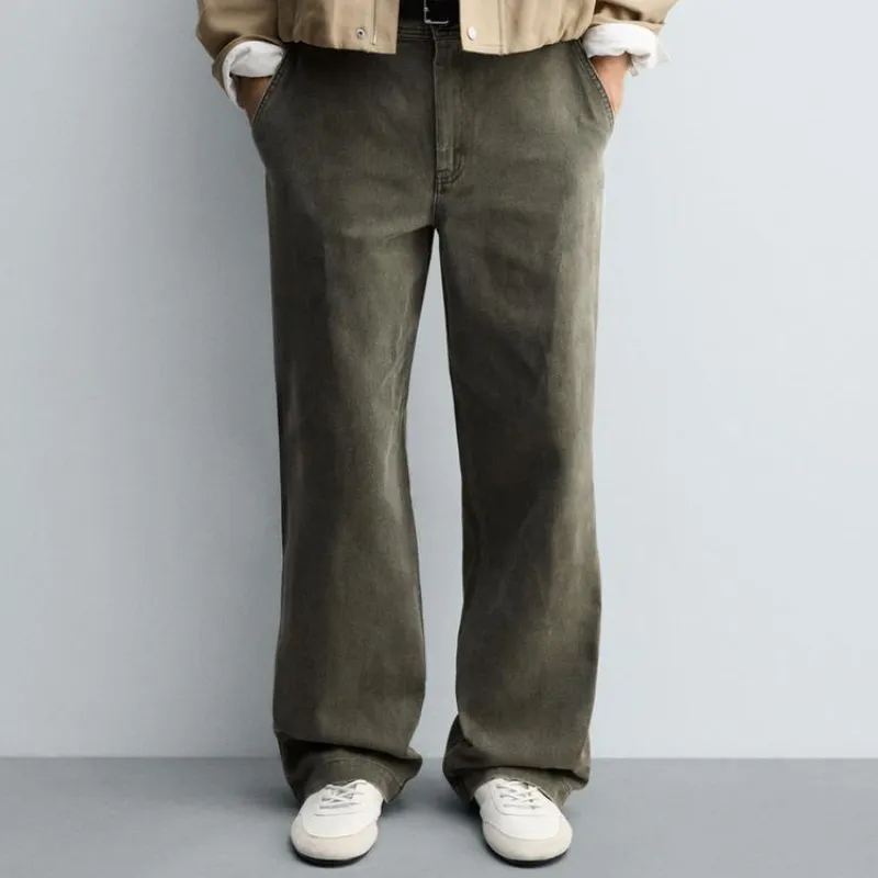 Pantalón wide fit (Gris/ Tostado)