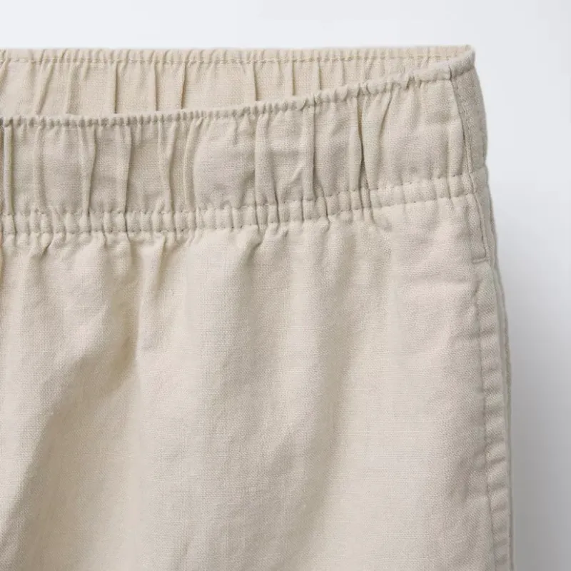 Pantalón wide leg con lino