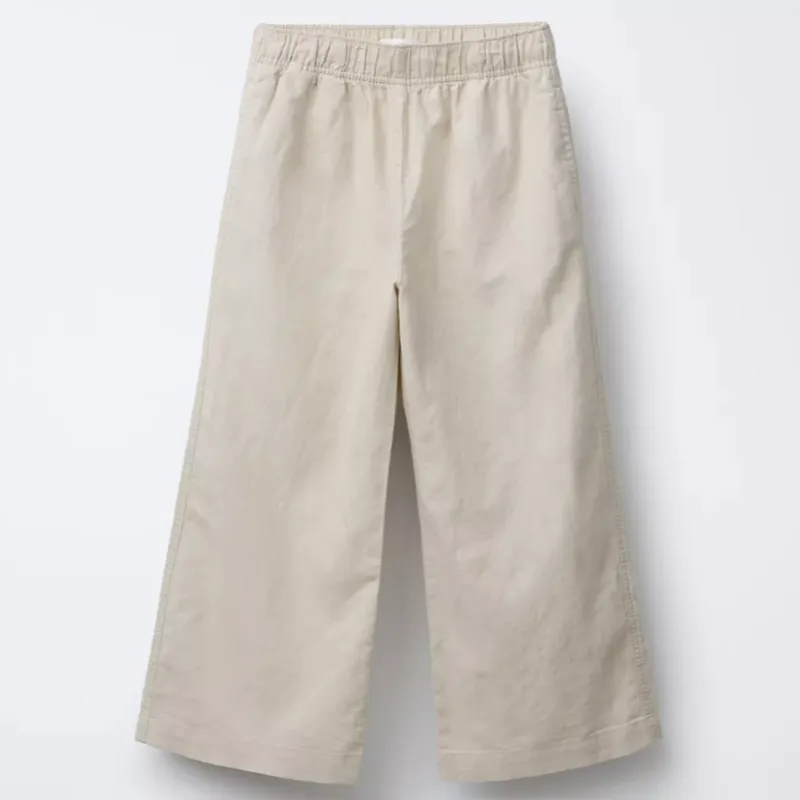 Pantalón wide leg con lino