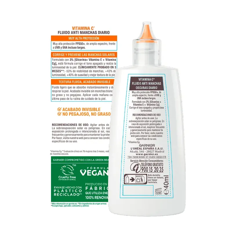 Protector Solar 50+ con VITAMINA C, para rostro (40ml)