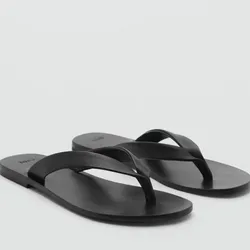 Sandalia Piel Tiras Negras
