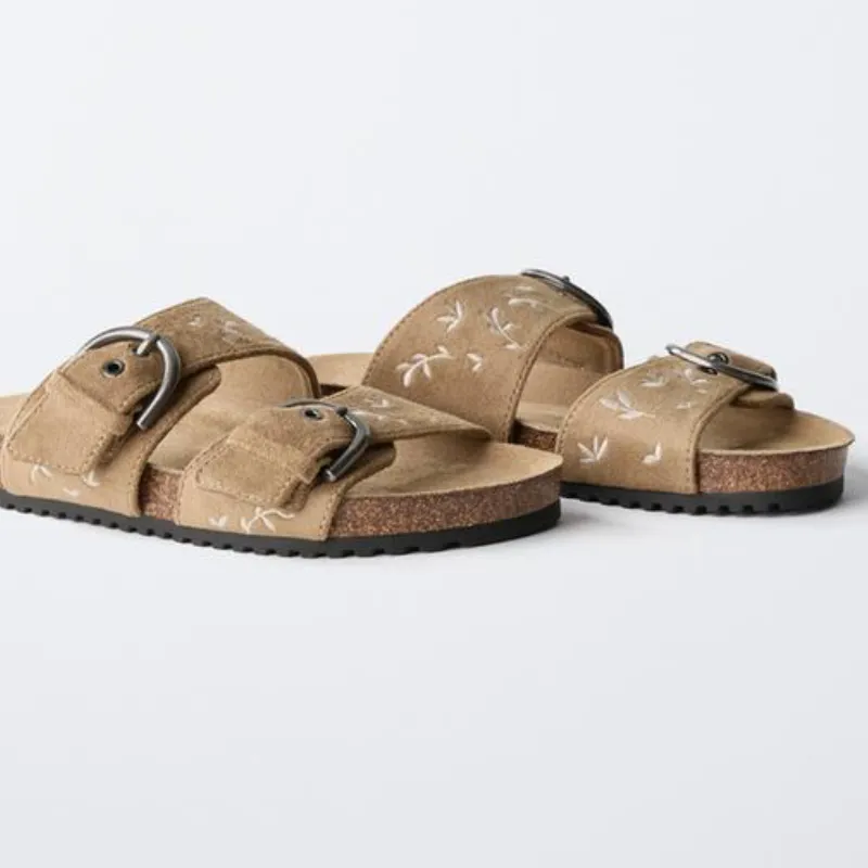 Sandalias Bordada Doble Tira
