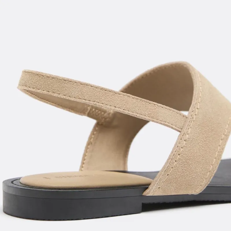 Sandalias Planas Tong Piel