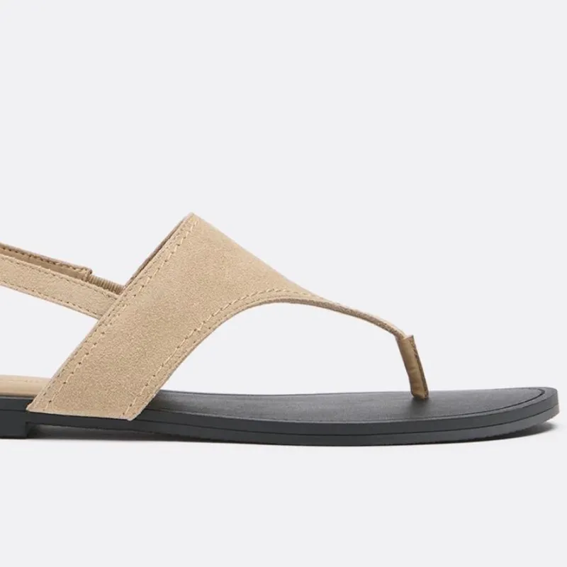 Sandalias Planas Tong Piel