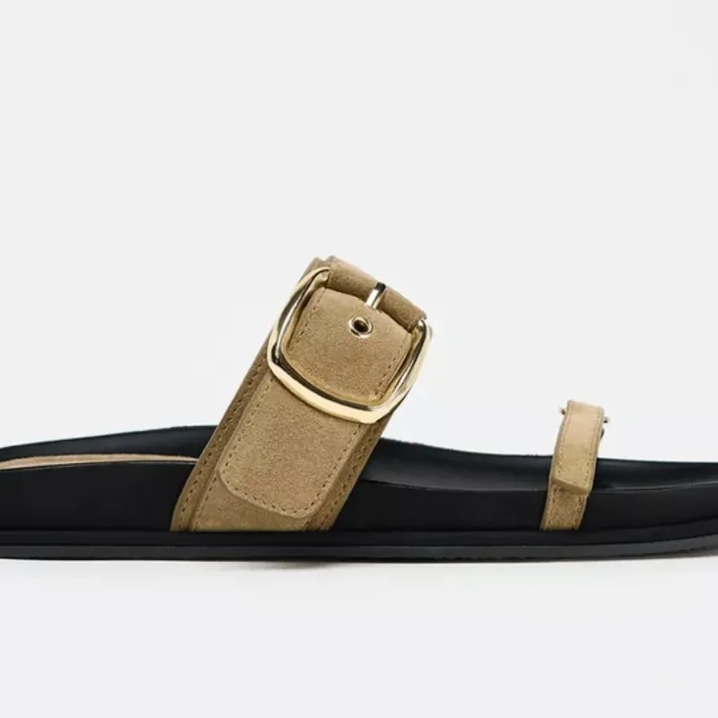 Sandalias planas tiras serraje