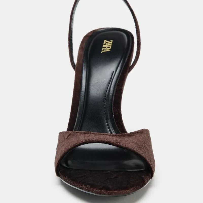 Sandalias tacón efecto terciopelo 