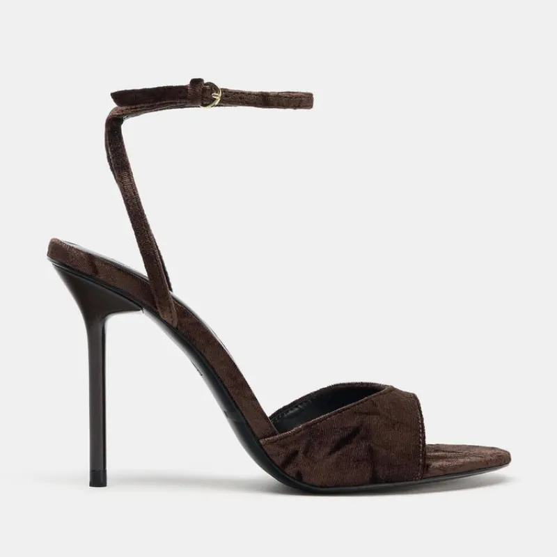 Sandalias tacón efecto terciopelo 