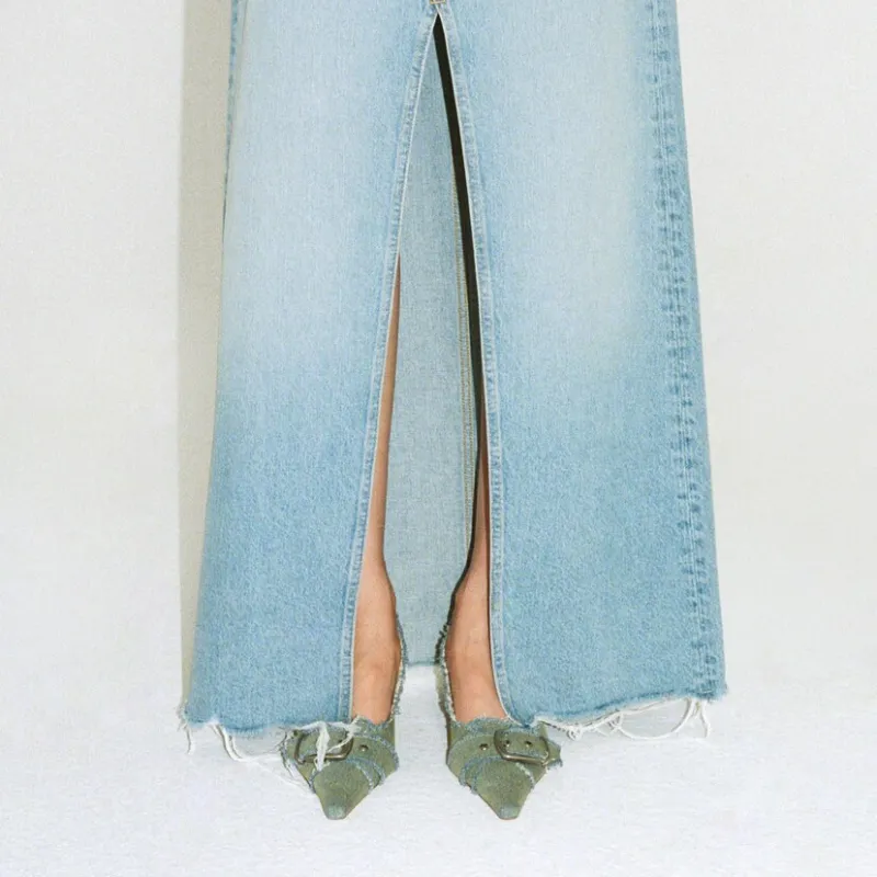 Saya vaquera bajo deshilachado 