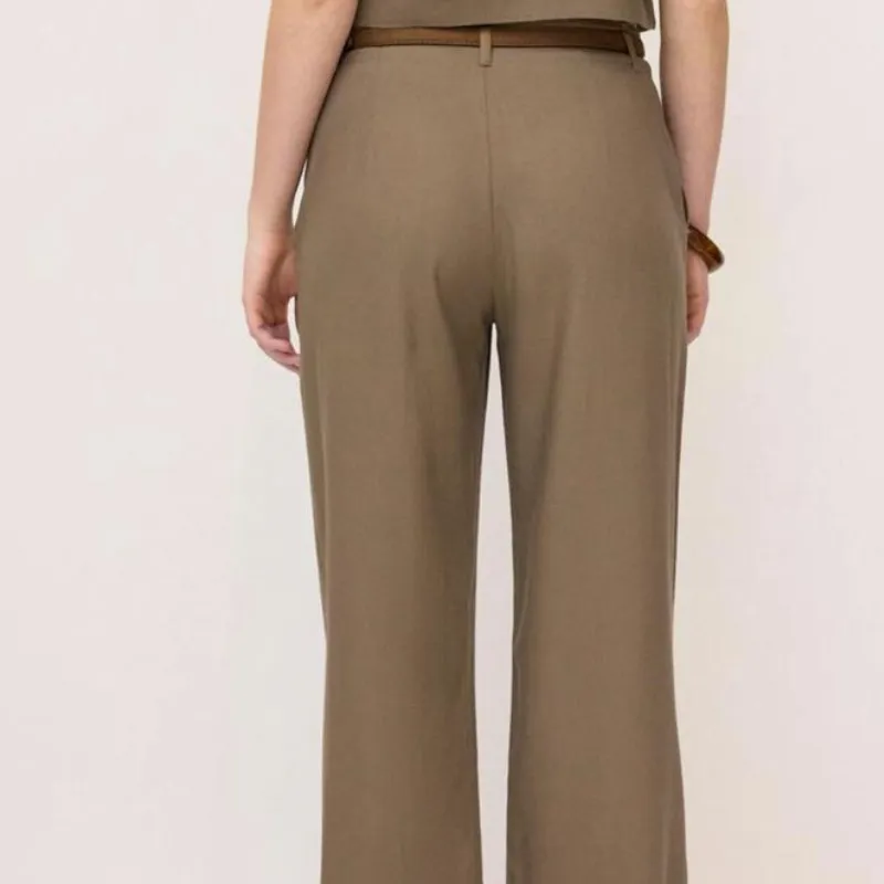 Pantalón Mezcla Lino Cinturón 