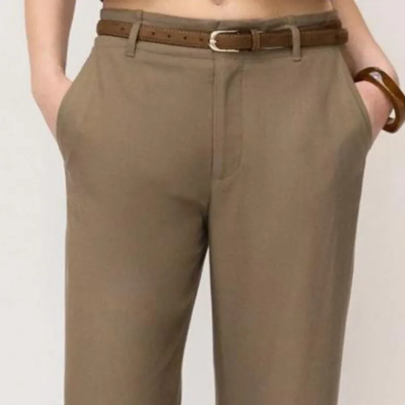 Pantalón Mezcla Lino Cinturón 