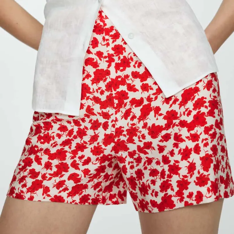 Short recto estampado floral