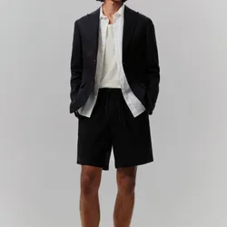 Short relaxed fit en mezcla de lino