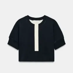 Sudadera Crop Cuello Panadero