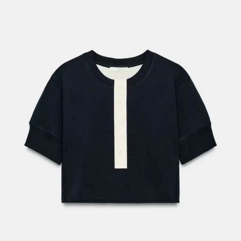 Sudadera Crop Cuello Panadero