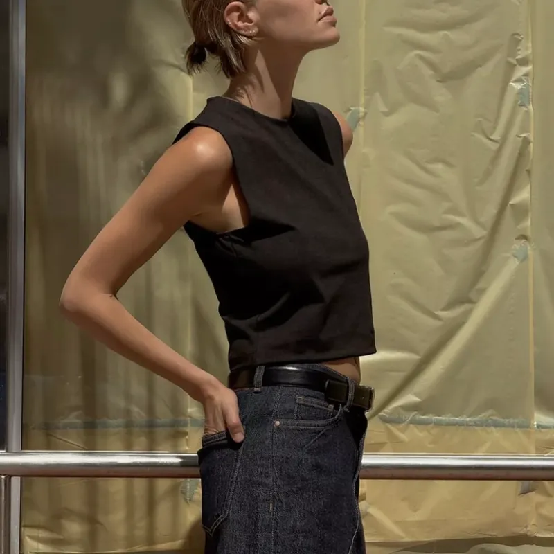 Top cropped algodón 