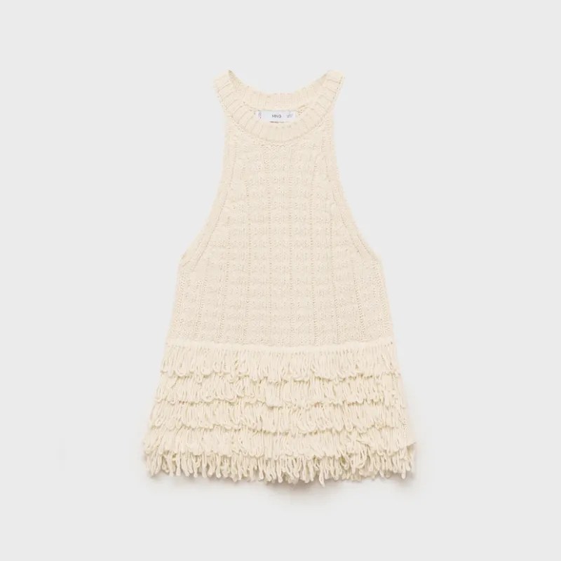 Top halter punto detalle flecos