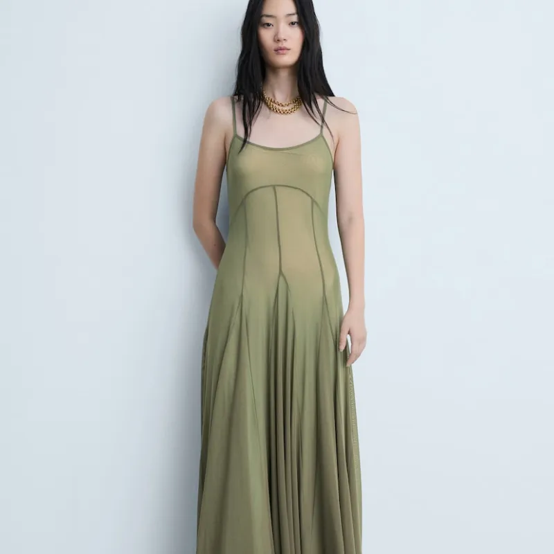 Vestido asimétrico tul costuras