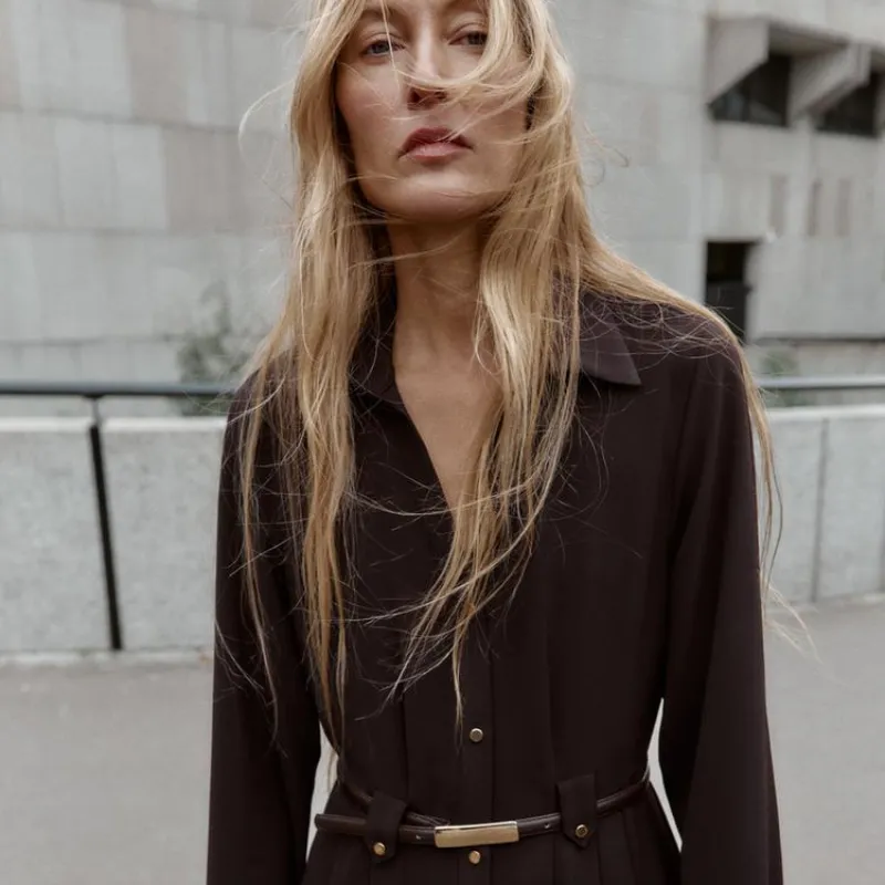 Vestido camisero MIDI cinturón 