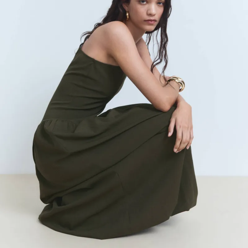Vestido Combinado Asimétrico Globo