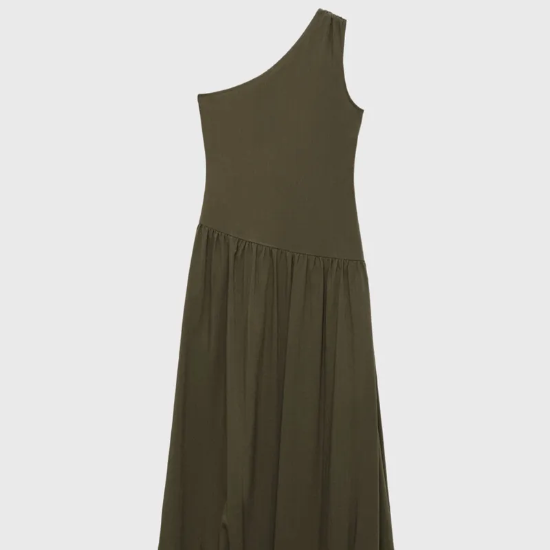 Vestido Combinado Asimétrico Globo