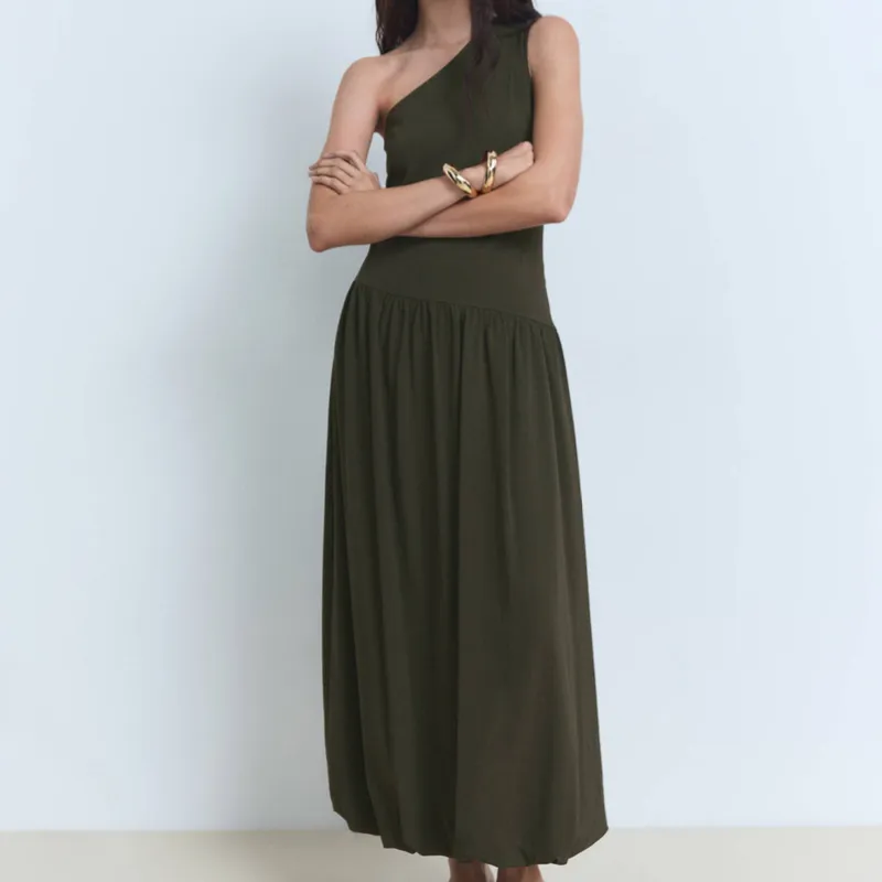 Vestido Combinado Asimétrico Globo