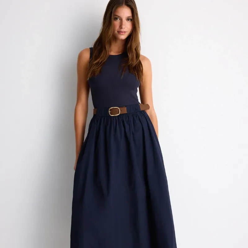 Vestido combinado cinto
