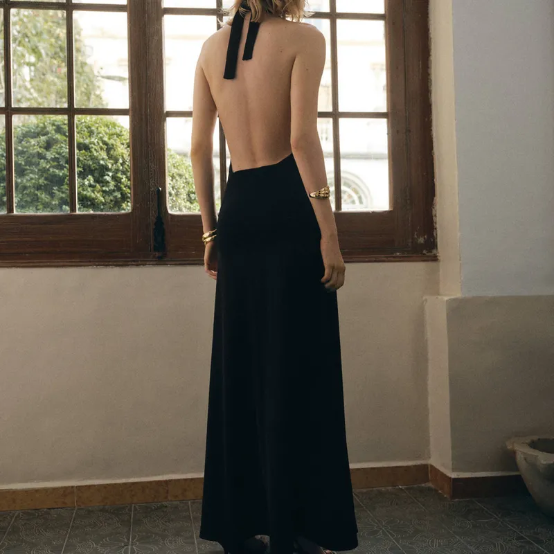 Vestido Combinado Cuello Halter