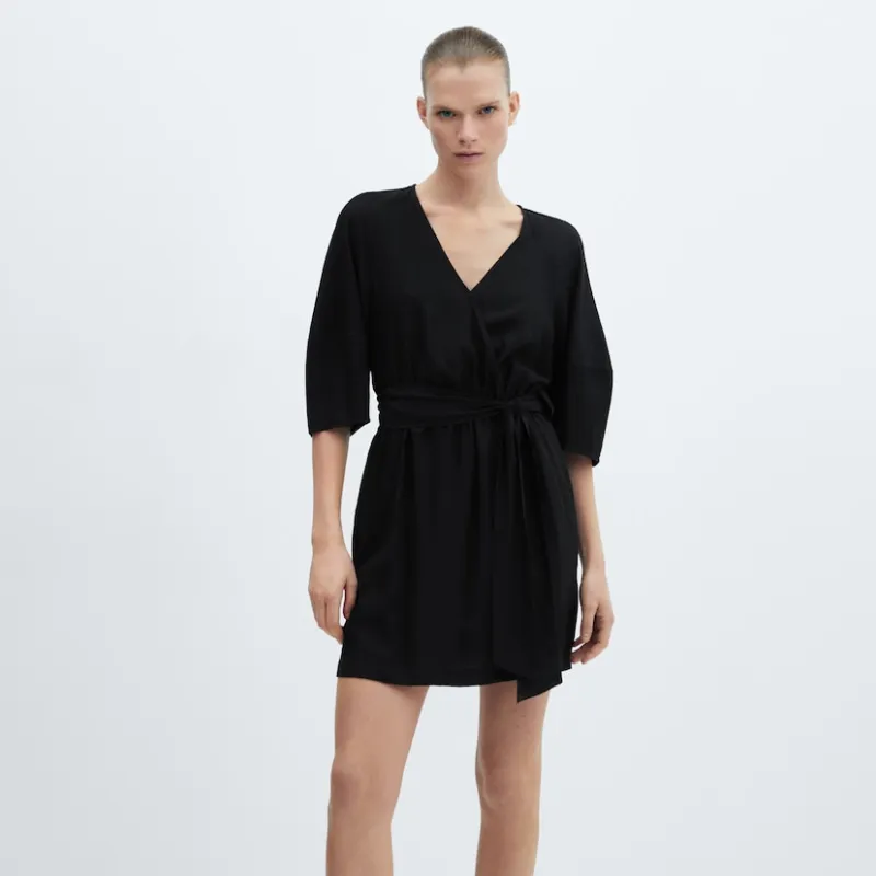 Vestido cruzado lazo