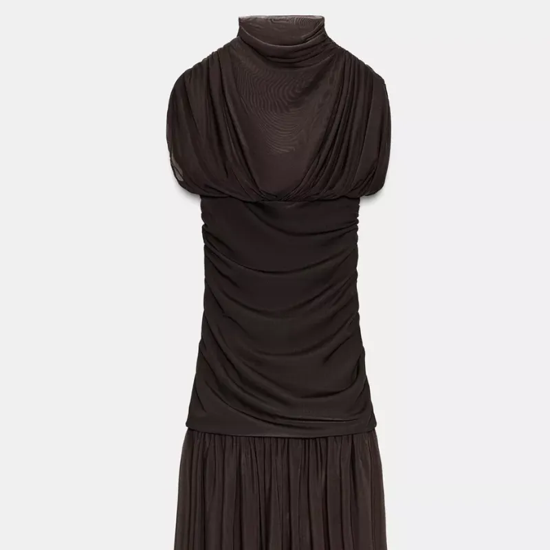 Vestido drappeado combinado