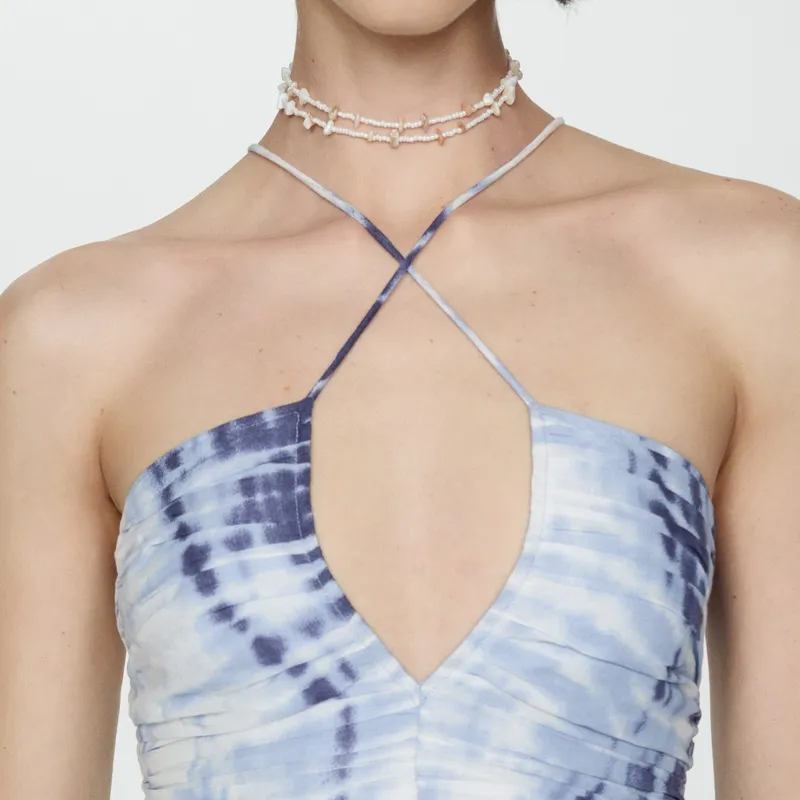 Vestido Estampado Escote Pico