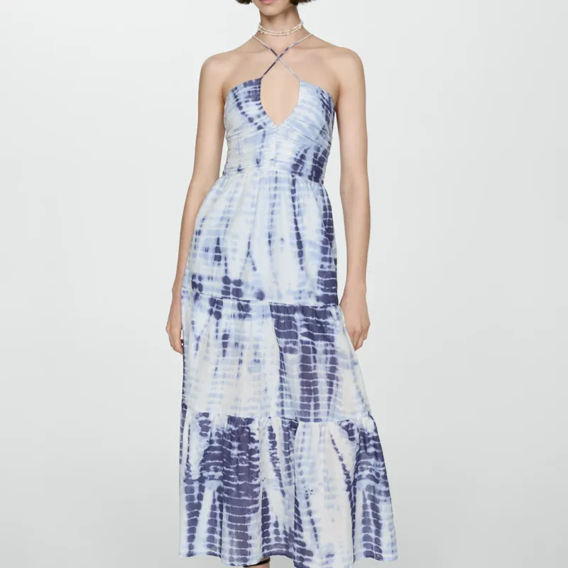 Vestido Estampado Escote Pico