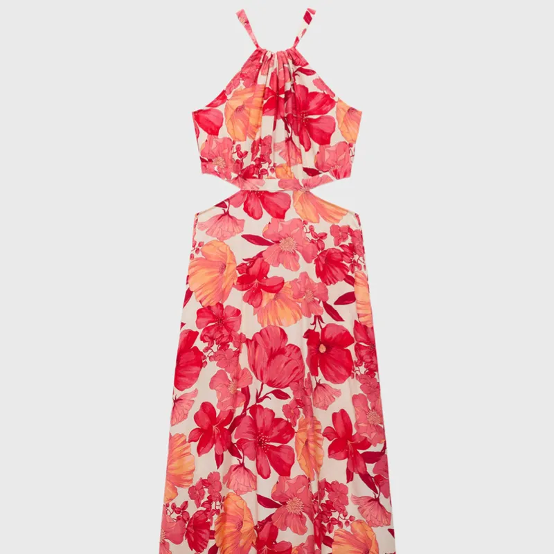 Vestido Flores Abertura