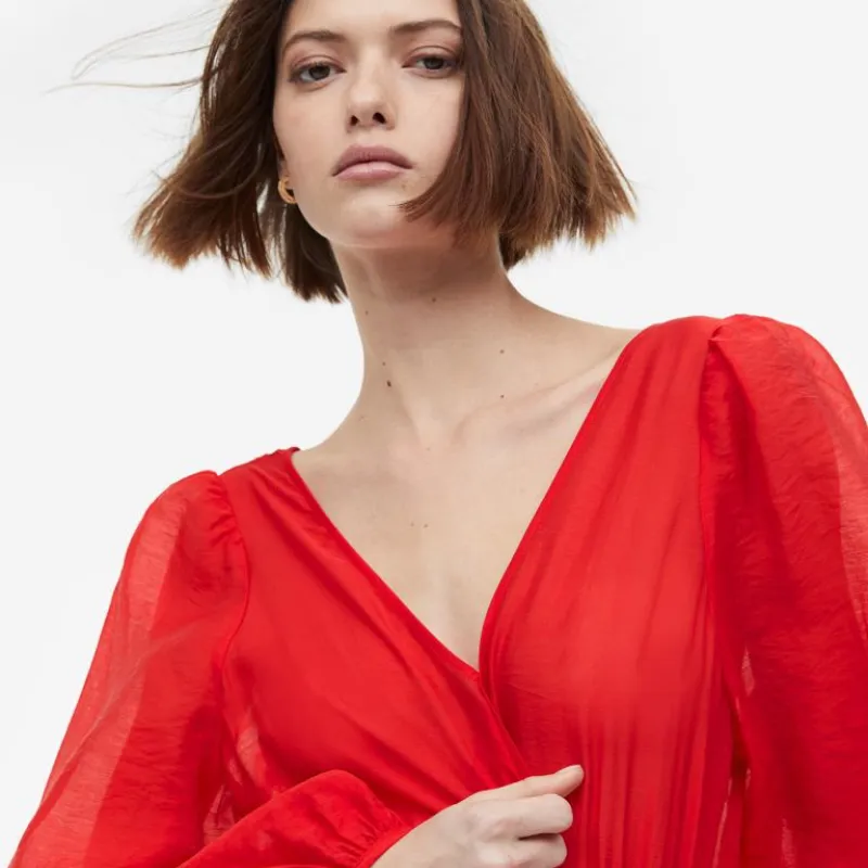 Vestido fluido manga larga