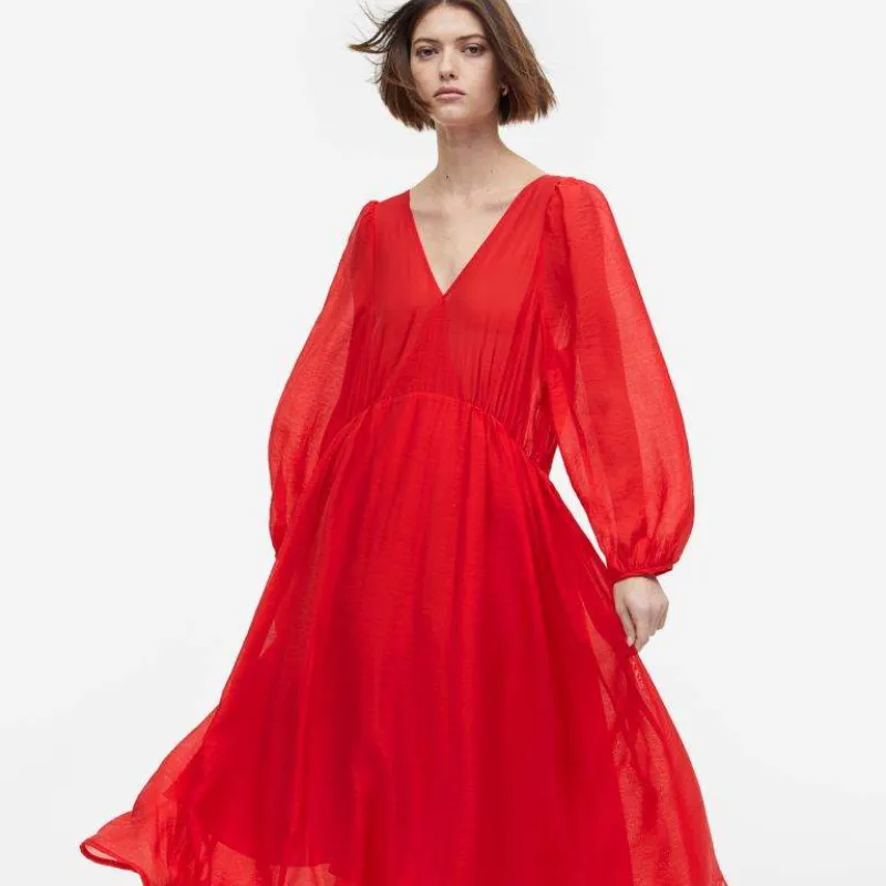 Vestido fluido manga larga