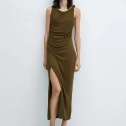 Vestido Fruncido Abertura