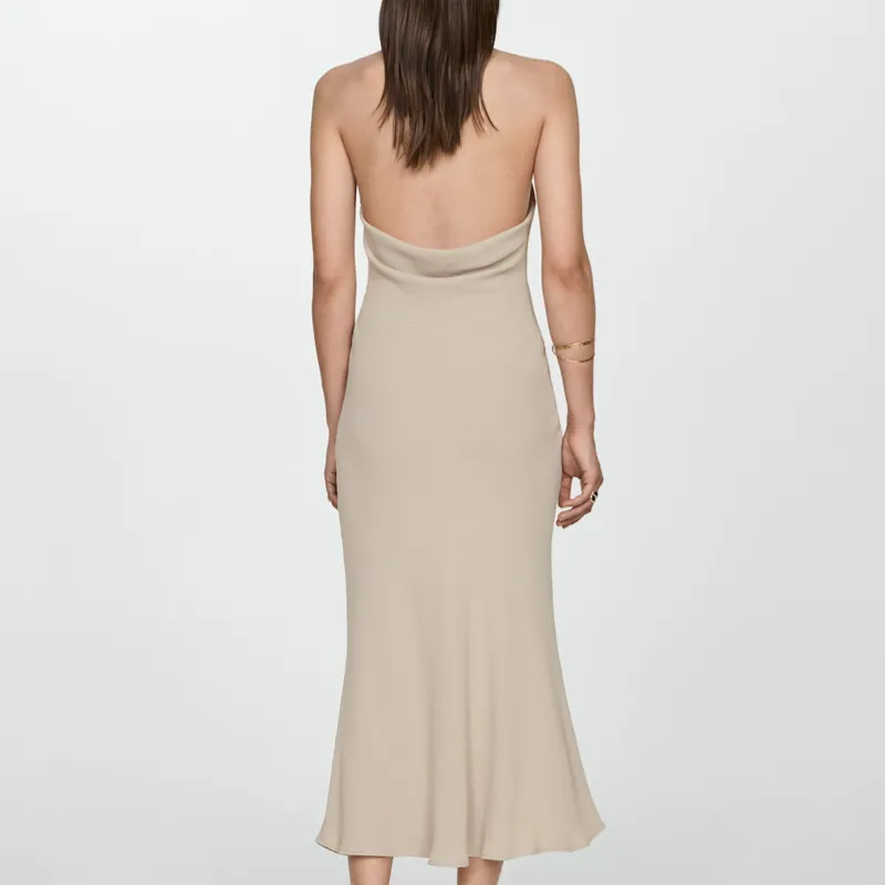 Vestido Halter Escote Drapeado