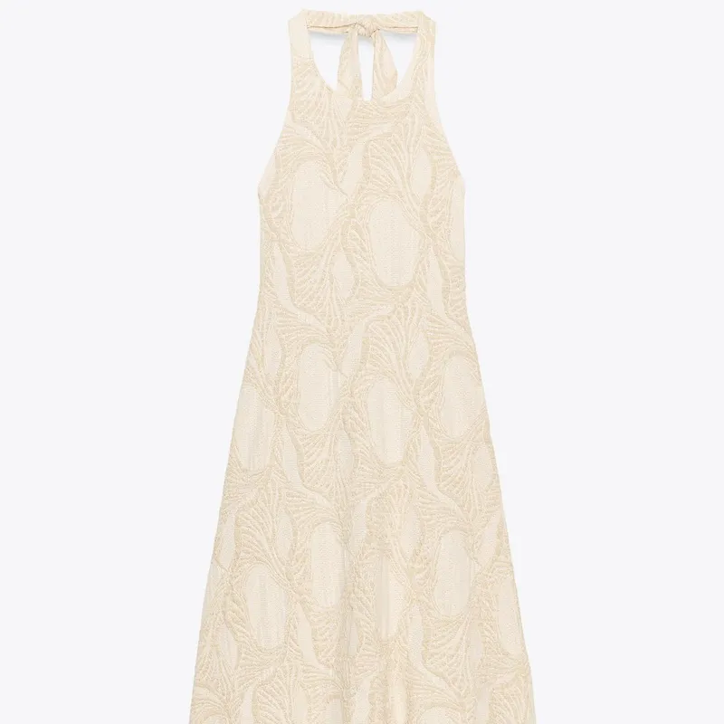 Vestido Halter Jacquard