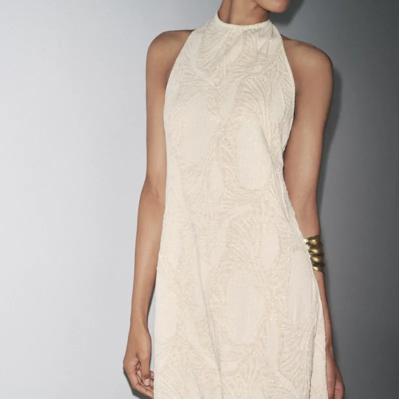 Vestido Halter Jacquard