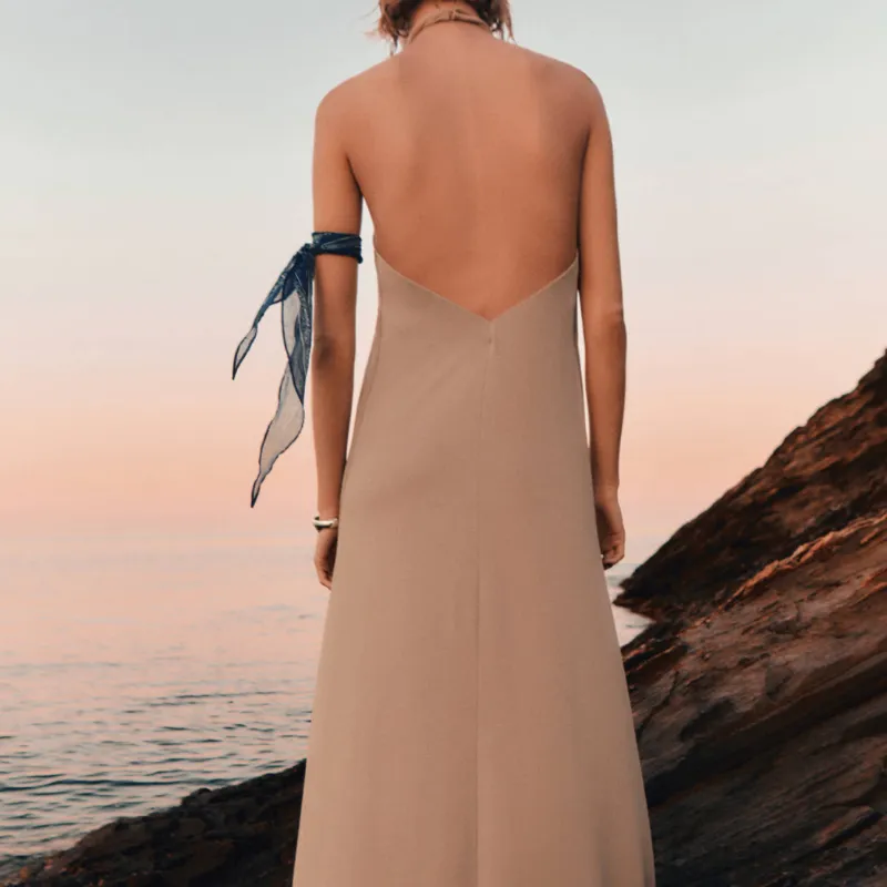 Vestido Largo Halter Cruzado