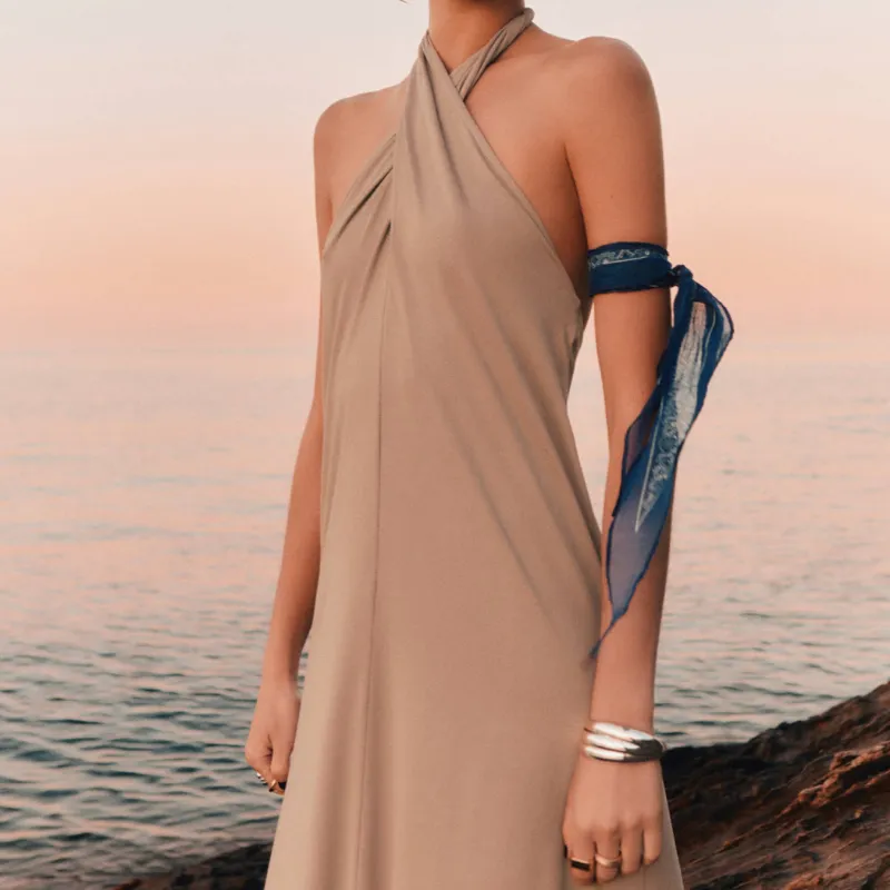 Vestido Largo Halter Cruzado